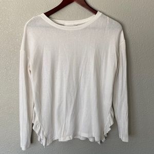 Lauren Conrad LC soft white ruffle sweater